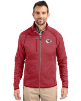 Kansas City Chiefs Cutter & Buck Mainsail Sweater-Knit Mens Full Zip Jacket Cardinal Red Heather Front