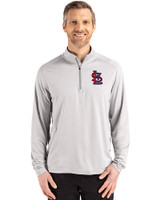 St. Louis Cardinals Cutter & Buck Coastline Epic Comfort Recycled Mens Quarter Zip CONCRETE Front