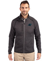 Carolina Panthers Cutter & Buck Mainsail Sweater-Knit Mens Full Zip Jacket Charcoal Heather Front