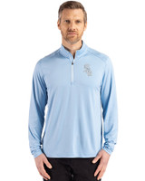 Chicago White Sox Mono Cutter & Buck Coastline Epic Comfort Recycled Mens Quarter Zip Atlas Light Blue Front