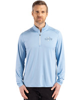San Francisco Giants Mono Cutter & Buck Coastline Epic Comfort Recycled Mens Quarter Zip Atlas Light Blue Front
