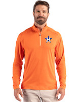 Houston Astros Cutter & Buck Coastline Epic Comfort Recycled Mens Quarter Zip College Orange Front