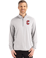 Cleveland Guardians - Cutter & Buck Coastline Epic Comfort Recycled Mens Quarter Zip CONCRETE Front