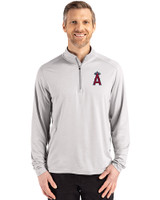 Los Angeles Angels Cutter & Buck Coastline Epic Comfort Recycled Mens Quarter Zip CONCRETE Front
