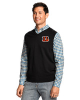 Cincinnati Bengals Cutter & Buck Lakemont Sweater Vest Black Front
