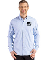 New York Giants Mono Cutter & Buck Skyline Epic Confidence Recycled Gingham Mens Big & Tall Long Sleeve Dress Shirt Atlas/White Front