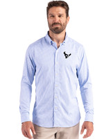 Houston Texans Monochromatic Cutter & Buck Skyline Recycled Gingham Mens Big & Tall Long Sleeve Button Down  Dress Shirt Atlas/White Front