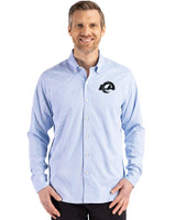 Los Angeles Rams Mono Cutter & Buck Skyline Epic Confidence Recycled Gingham Mens Big & Tall Long Sleeve Dress Shirt Atlas/White Front