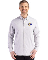 Los Angeles Rams - Cutter & Buck Skyline Epic Confidence Recycled Gingham Mens Big & Tall Long Sleeve Dress Shirt Concrete/White Front