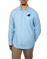 Carolina Panthers Cutter & Buck Windward Twill Long Sleeve Shirt Atlas Light Blue Front