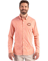 Chicago Bears - Cutter & Buck Skyline Recycled Gingham Mens Big & Tall Long Sleeve Button Down  Dress Shirt College Orange/White Front