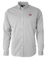 San Francisco 49ers Cutter & Buck Versatech Pinstripe Stretch Mens Long Sleeve Dress Shirt Black Mannequin