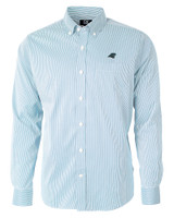 Carolina Panthers Cutter & Buck Versatech Pinstripe Stretch Mens Long Sleeve Dress Shirt Atlas Light Blue Mannequin