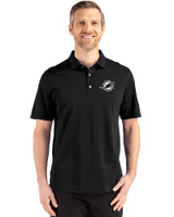 Miami Dolphins Mono Cutter & Buck Advantage Refresh Epic Confidence Recycled Mens Tri-Blend Pique Polo Black Front