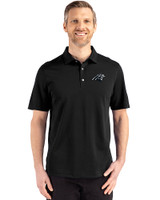 Carolina Panthers Mono Cutter & Buck Advantage Refresh Epic Confidence Recycled Mens Tri-Blend Pique Polo Black Front