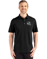 Carolina Panthers NFL Helmet Cutter & Buck Advantage Refresh Epic Confidence Recycled Mens Tri-Blend Pique Polo Black Front