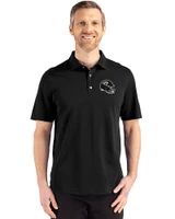 Jacksonville Jaguars NFL Helmet Cutter & Buck Advantage Refresh Epic Confidence Recycled Mens Tri-Blend Pique Polo Black Front