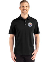 Pittsburgh Steelers Cutter & Buck Advantage Refresh Epic Confidence Recycled Mens Tri-Blend Pique Polo Black Front