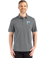 Los Angeles Chargers Historic Cutter & Buck Advantage Refresh Epic Confidence Recycled Mens Tri-Blend Pique Polo Elemental Grey Front