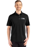 Seattle Seahawks Monochromatic Cutter & Buck Advantage Refresh Recycled Cotton-Blend Pique Mens Polo Black Front