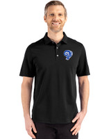 Los Angeles Rams Historic Cutter & Buck Advantage Refresh Epic Confidence Recycled Mens Tri-Blend Pique Polo Black Front