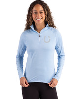 Indianapolis Colts Mono Cutter & Buck Coastline Epic Comfort Recycled Women’s Quarter Zip Atlas Light Blue Front
