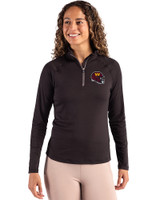 Washington Commanders NFL Helmet Cutter & Buck Coastline Epic Comfort Recycled Women’s Quarter Zip Black Front