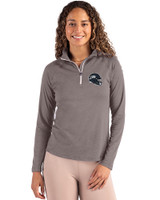 Seattle Seahawks NFL Helmet Cutter & Buck Coastline Epic Comfort Recycled Women’s Quarter Zip Elemental Grey Front
