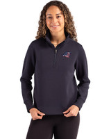 Carolina Panthers Americana Cutter & Buck Roam Epic Versatility Recycled Womens Quarter Zip Pullover Navy Blue Front