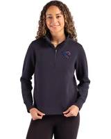 Jacksonville Jaguars Americana Cutter & Buck Roam Epic Versatility Recycled Womens Quarter Zip Pullover Navy Blue Front