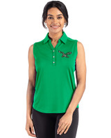 Philadelphia Eagles Historic -  Cutter & Buck Forge Eco Stretch Recycled Womens Sleeveless Polo Kelly Green Front