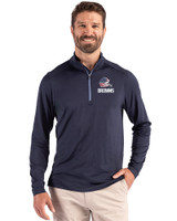 Cleveland Browns Americana Cutter & Buck Coastline Epic Comfort Recycled Mens Quarter Zip Navy Blue Front