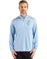 Tennessee Titans Historic Cutter & Buck Coastline Epic Comfort Recycled Mens Quarter Zip Atlas Light Blue Front