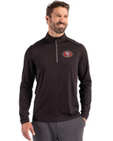 San Francisco 49ers Cutter & Buck Coastline Epic Comfort Recycled Mens Quarter Zip Black Front