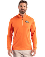 Denver Broncos Cutter & Buck Coastline Epic Comfort Recycled Mens Quarter Zip College Orange Front
