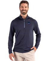 Minnesota Vikings Americana Cutter & Buck Coastline Epic Comfort Recycled Mens Quarter Zip Navy Blue Front