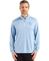 San Francisco 49ers Mono Cutter & Buck Coastline Epic Comfort Recycled Mens Quarter Zip Atlas Light Blue Front