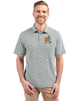 Miami Hurricanes Vintage Cutter & Buck Virtue Recycled Botanical Print Featherlight Pique Mens  Polo Hunter Green Front