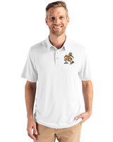 Miami Hurricanes Vintage Cutter & Buck Coastline Epic Comfort Recycled Mens Polo White Front