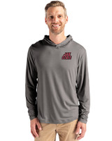 Jacksonville State Gamecocks Cutter & Buck Coastline Epic Comfort Recycled Mens Hooded Shirt Elemental Grey Front