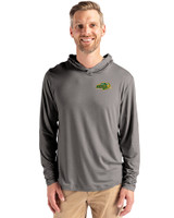 NDSU Bison Cutter & Buck Coastline Epic Comfort Recycled Mens Hooded Shirt Elemental Grey Front
