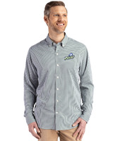Florida Gulf Coast Eagles Cutter & Buck Skyline Epic Confidence Recycled Gingham Mens Big & Tall Long Sleeve Dress Shirt Hunter/White Front