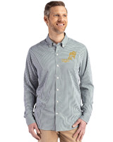 NDSU Bison Vintage Cutter & Buck Skyline Recycled Gingham Mens Big & Tall Long Sleeve Button Down  Dress Shirt Hunter/White Front