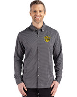 Missouri Tigers College Vault Cutter & Buck Skyline Epic Confidence Recycled Gingham Mens Big & Tall Long Sleeve Dress Shirt Black/Elemental Grey Front