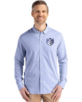 Saint Louis Billikens Cutter & Buck Skyline Epic Confidence Recycled Pinstripe Mens Big & Tall Long Sleeve Dress Shirt Tour Blue/White Front