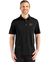 Colorado Buffaloes Cutter & Buck Advantage Refresh Epic Confidence Recycled Mens Tri-Blend Pique Polo Black Front