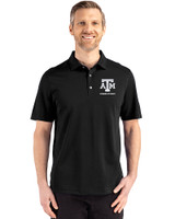 Texas A&M Aggies Alumni Cutter & Buck Advantage Refresh Epic Confidence Recycled Mens Tri-Blend Pique Polo Black Front