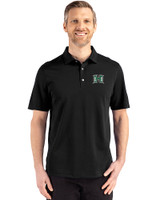 Hawaii Warriors Cutter & Buck Advantage Refresh Epic Confidence Recycled Mens Tri-Blend Pique Polo Black Front