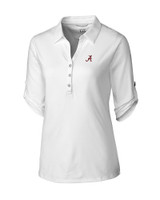 Alabama Crimson Tide Cutter & Buck Womens Elbow-Sleeve Thrive Polo White Mannequin
