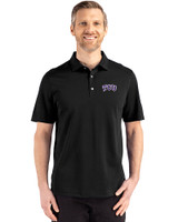 TCU Horned Frogs Cutter & Buck Advantage Refresh Epic Confidence Recycled Mens Tri-Blend Pique Polo Black Front